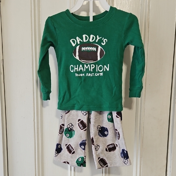 Carter's Green "Daddy's Champion" Football Pajama Set 24M - Picture 1 of 10